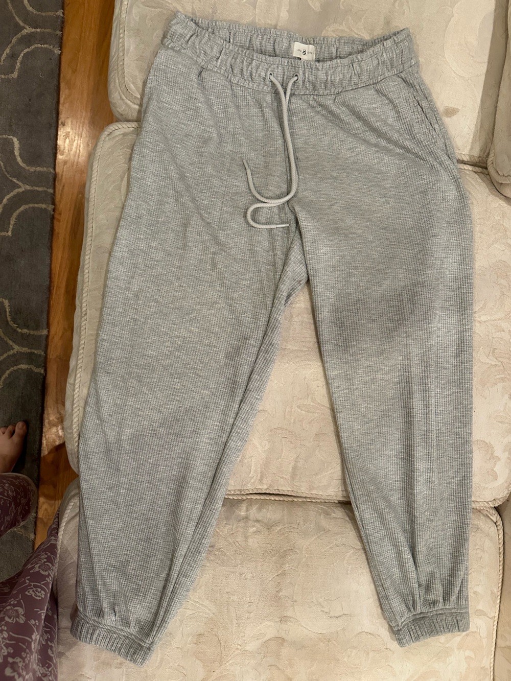 LOFT Lou & Grey Light Gray Knit Drawstring Joggers